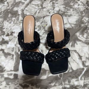 Herstyle Black Braided Sandals